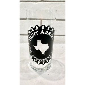 Saint Arnold Beer Glass Houston Texas 5" Texas' Oldest Brewery Black Emblem